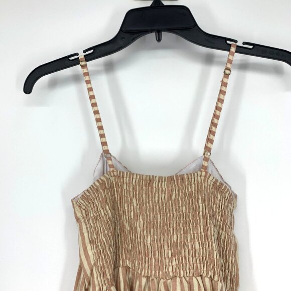 Faithfull The Brand Dress Small 100% Linen Stripe Lace Up Mini - Picture 15 of 16